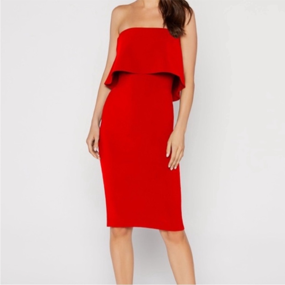 New Likely Driggs Red Off-Shoulder Sheath Dress size 8 strapless